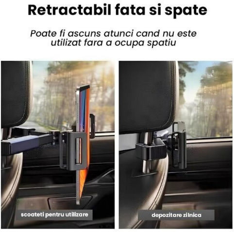 Suport Auto pentru Telefon cu cârlige reglabile Neagră