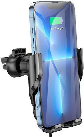 Hoco Suport Auto pentru Telefon cu cârlige reglabile și Încărcare Wireless Neagră