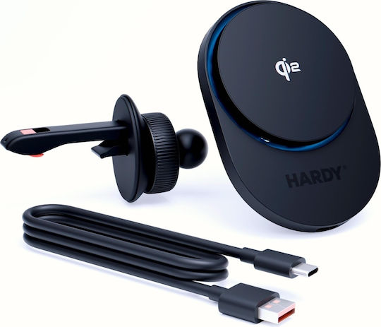 3MK Hardy Car Mobile Mount with Magnet and Wireless Charging MagSafe Black
