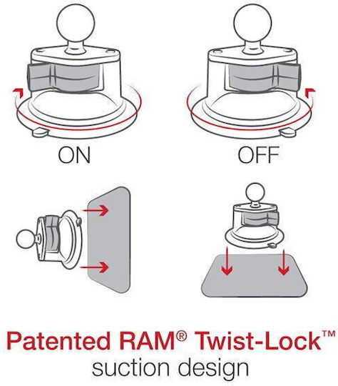 RAM Mount Twist-Lock Suction Suport Auto pentru Telefon Neagră