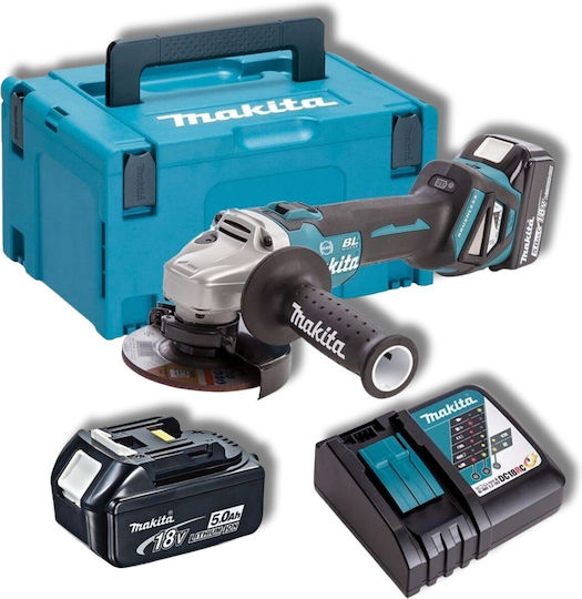 Makita DGA463RTJ Τροχός 115mm Μπαταρίας Brushless με Ρύθμιση Στροφών 2x5Ah