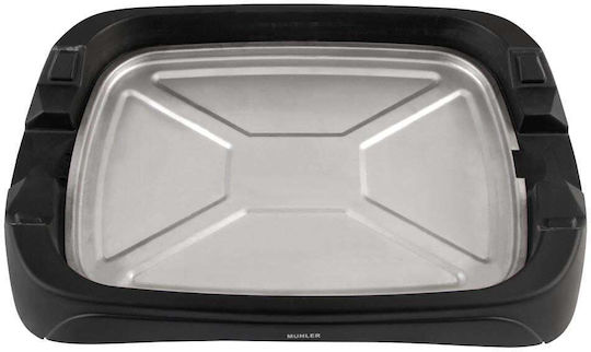 Muhler Tischplatte Elektrogrill Glatte und Geriffelte Platte 1800W mit Deckel und einstellbarem Thermostat 40cmx30cmcm