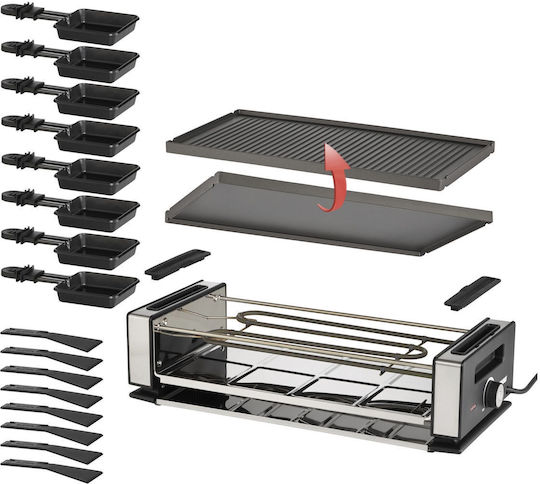Unold Tischplatte Elektrogrill Raclette Glatte Platte 1200W mit einstellbarem Thermostat 38cmx19.5cmcm