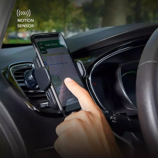 SBS Car Mobile Mount with Adjustable Hooks and Wireless Charging Black