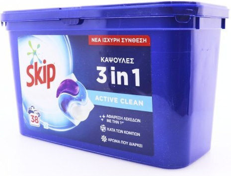 Skip Active Clean Απορρυπαντικό Ρούχων (38 Κάψουλες)