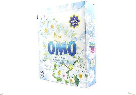 Omo Απορρυπαντικό Ρούχων σε Σκόνη Λευκή Ορχιδέα 45 Μεζούρες
