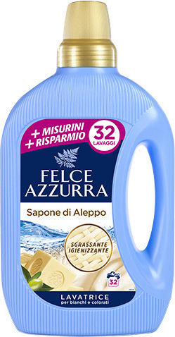 Felce Azzurra Concentrated Liquid Detergent with Fragrance Sapone Di Aleppo for Whites & Coloreds Clothes 1.595lt (29 Measuring Cups)