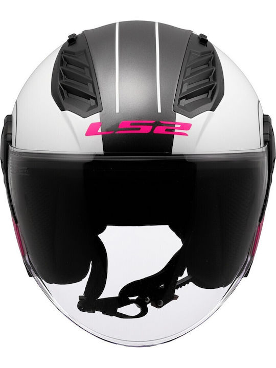 LS2 Airflow II Cover Gloss White/Pink Motorcycle Helmet Jet ECE 22.06 1200gr
