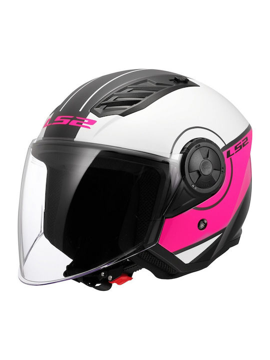 LS2 Airflow II Cover Gloss White/Pink Motorcycle Helmet Jet ECE 22.06 1200gr