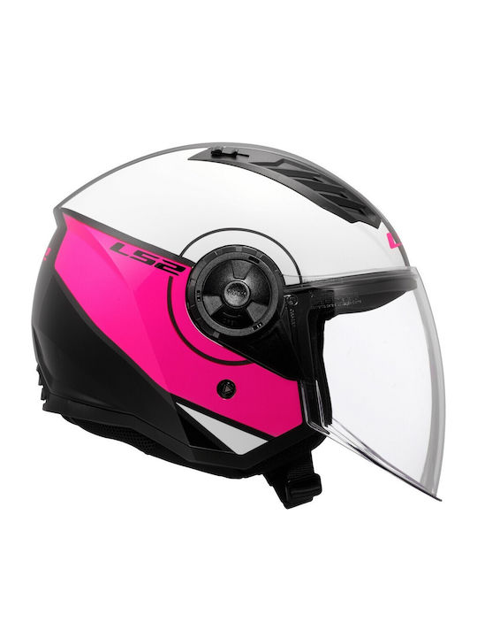 LS2 Airflow II Cover Gloss White/Pink Motorcycle Helmet Jet ECE 22.06 1200gr