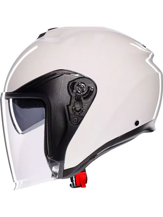 AGV Irides Mono Materia White Motorcycle Helmet Jet ECE 22.06 1500gr with Sun Visor