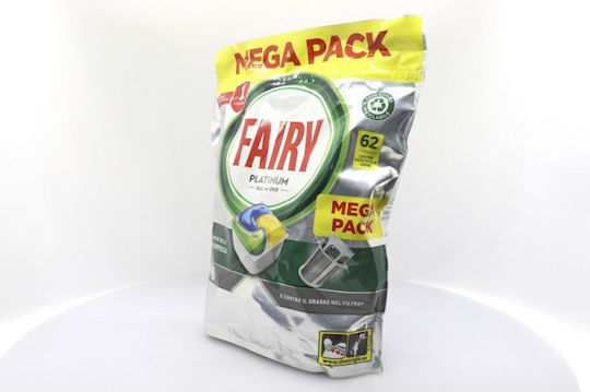 Fairy Platinum All in One 62 Κάψουλες Πλυντηρίου Πιάτων με Άρωμα Lemon