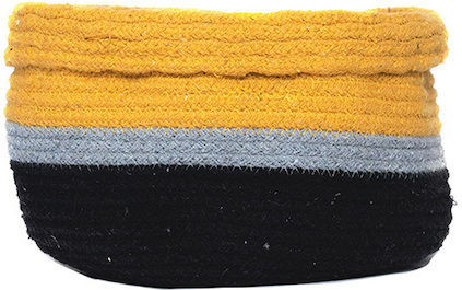 Palamaiki Hil Decorative Basket Fabric Black/Yellow 18x18x25cm