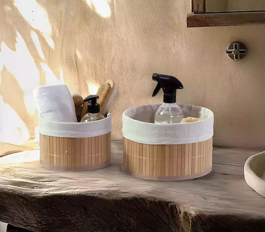 Nef-Nef Homeware Διακοσμητικό Καλάθι Μπαμπού Μπεζ 23x13.5x13.5εκ.