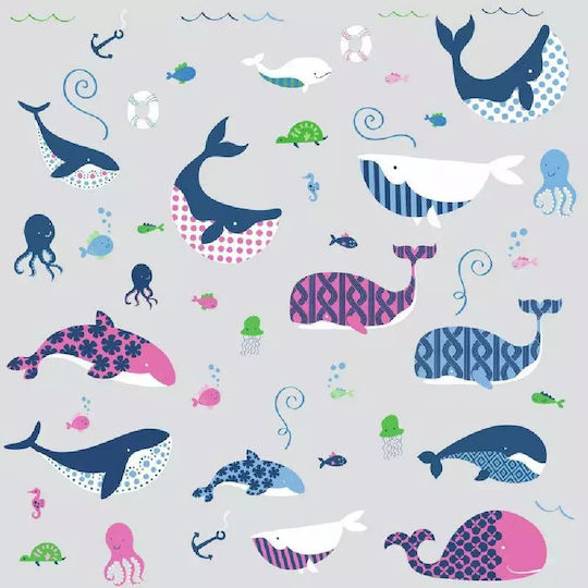 RoomMates Decor Детска стикерна за стена Стена Sea Whales