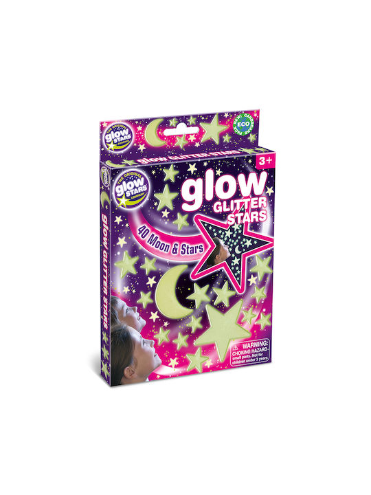 Brainstorm Kids 3D Glow-in-the-Dark Wall Sticker Stars Glitter 40pcs