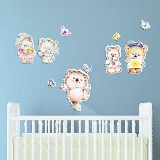 Ango Детска стикерна за стена Стена 3D Пяна Tender Animals 67x45.5бр 10бр