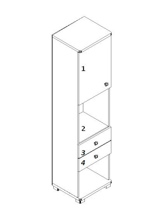 Bookie 05 Bibliotecă pardoseală Lemn Roz 45x39x185cm