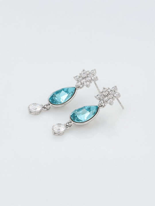 Chrysothemiss Γυναικεία Σκουλαρίκια Artemis Drops Κρύσταλλο Aquamarine & Πλατινένια Επικάλυψη Chrysothemiss Γυναικεία Σκουλαρίκια Artemis Drops Κρύσταλλο Aquamarine & Πλατινένια Επικάλυψη