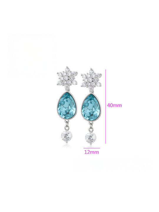 Chrysothemiss Women's Earrings Artemis Drops Aquamarine Crystal & Platinum Plating