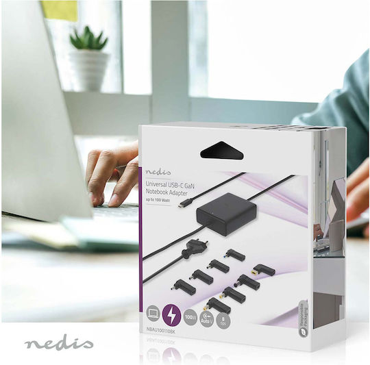 Nedis 100w Gan Usb-c Charger Notebook Tablet Smartphone Ultra Fast Black