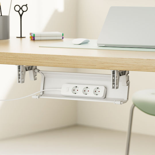 Maclean MC-106 W Drawer Cable Organizer System Under Desk Maximum Load 5 Kg White