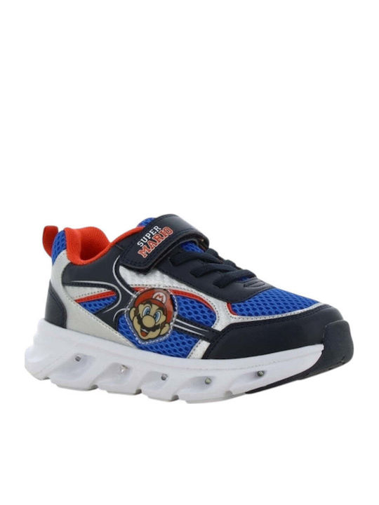 Παιδικά Sneakers Ανατομικά με Σκρατς & Φωτάκια Μπλε