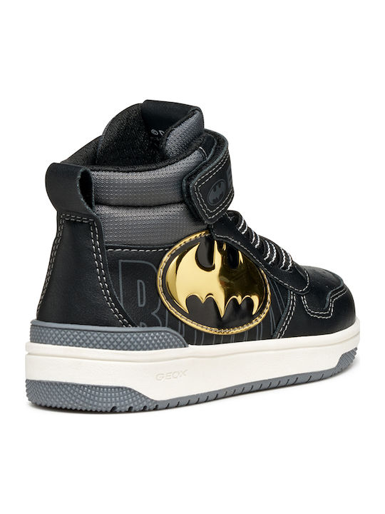 Ciberdron Παιδικά Sneakers High Ανατομικά με Σκρατς Μαύρα