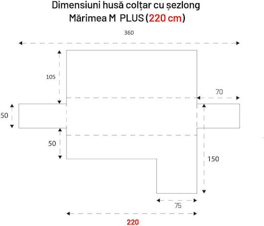 Sofazip Ελαστικό Κάλυμμα Γωνιακού Καναπέ Dark Gray 240εκ.