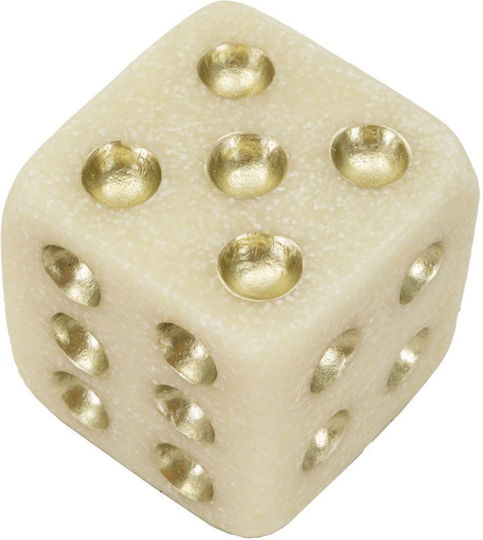 Decorative Polyresin Dice Ecru Gold 8x8x8cm