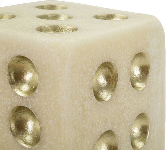 Decorative Polyresin Dice Ecru Gold 12x12x12 Cm
