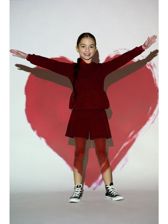 Kids' Set with Shorts Summer 2pcs Burgundy