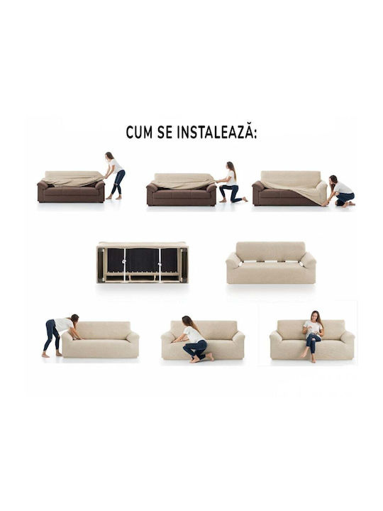 Sofazip Husă Elastică Canapea cu trei locuri Gri deschis 230εκ. 1buc SZCHSPTGRIDESCHIS