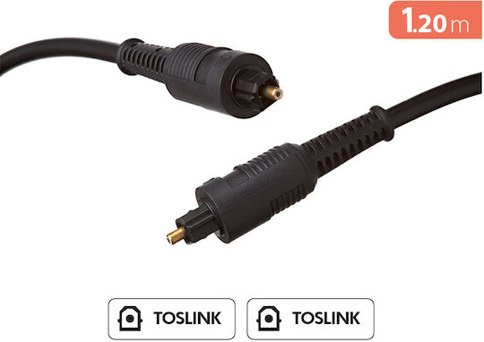 Force Power Toslink Flexible Molded Fiber Optic Audio Cable 1.2 M Black