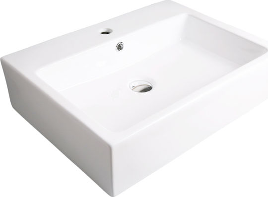 Roza Countertop Sink Porcelain with Faucet 45x31x13cm White
