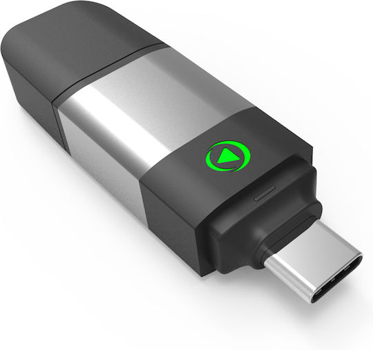 Force Play Wireless 2-in-1 USB-A USB-C to CarPlay Android Auto Adapter Black Silver