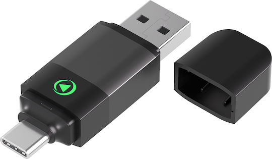 Force Play Wireless 2-in-1 USB-A USB-C to CarPlay Android Auto Adapter Black Silver