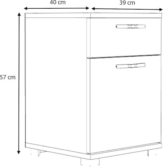 Κομοδίνο Veto Veto Ξύλινο Λευκό 40x39x57cm