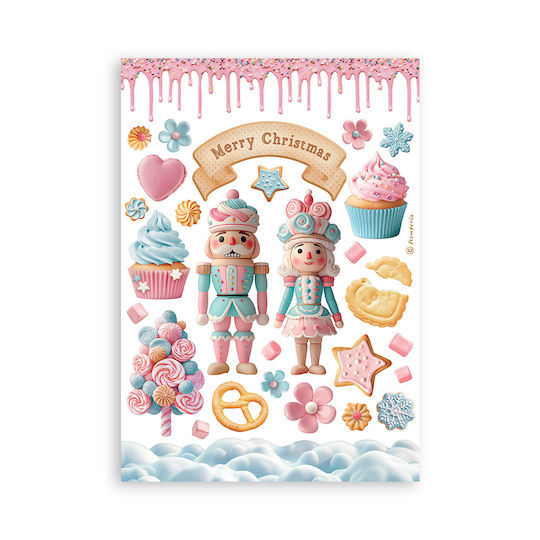 Αυτοκόλλητα Washi Pad A5 8 Φύλλα Candy Christmas Stamperia