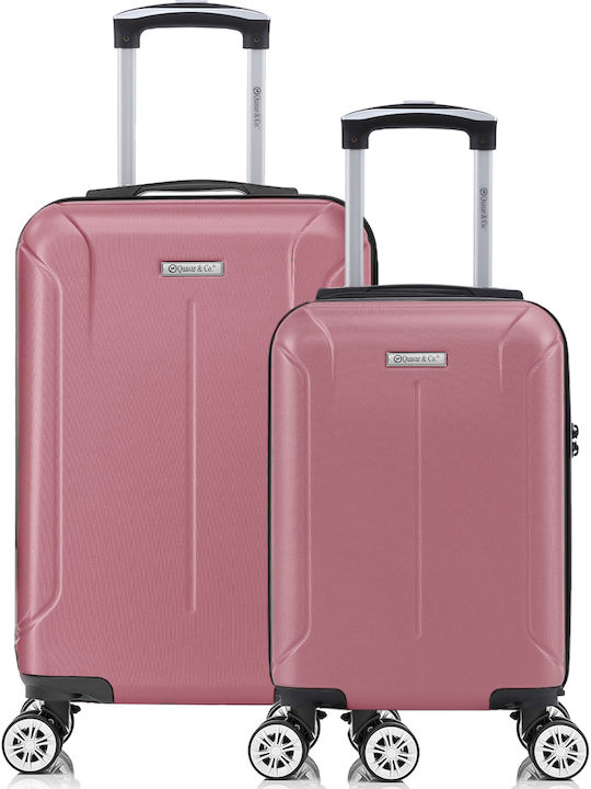Quasar Valize de Călătorie Dure Powder Pink cu 4 roți Set 2buc