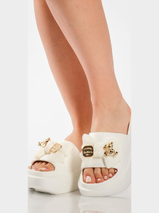 Slides With Platform In White Colour