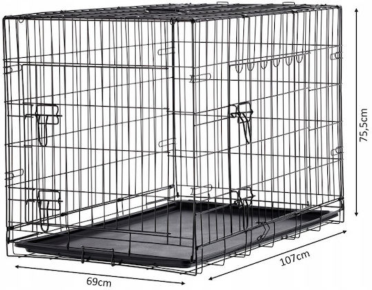 Extensibil Parc pentru Câini din Metal de Culoare Negru 107 x 69 x 76cm