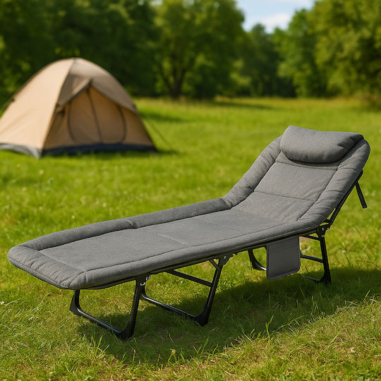 Klappbett mit Matratze 2,5cm Einzel Grau 200x65x29cm