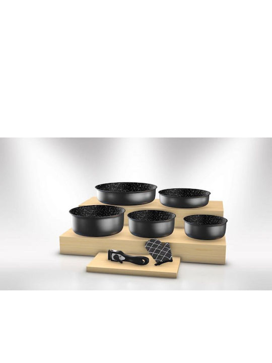 Herzberg Cookware Set Made of Aluminum with Stone Coating 5pcs