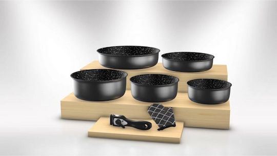 Herzberg Cookware Set Made of Aluminum with Stone Coating 5pcs