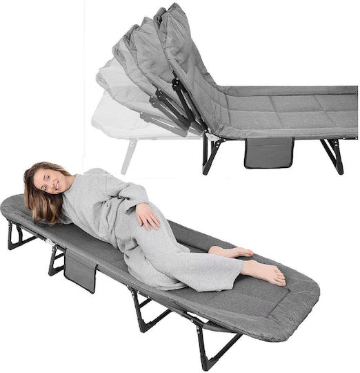 Klappbett mit Matratze 2,5cm Einzel Grau 200x65x29cm