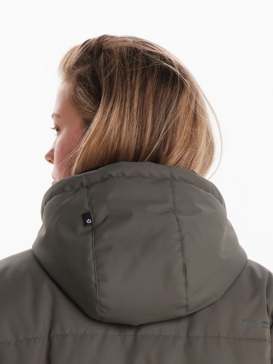 Lang Damen Puffer Jacke für Winter Grün