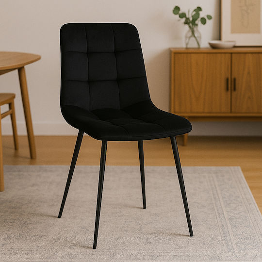 Scaune Sala de mese Catifelate Negru 1buc 44x54x89buc