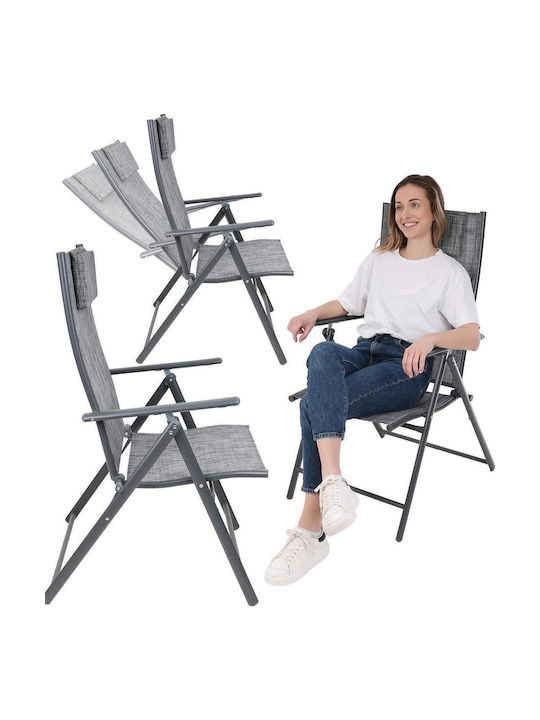 Scaun de exterior Metalic Gray 2buc 57x68x106cm