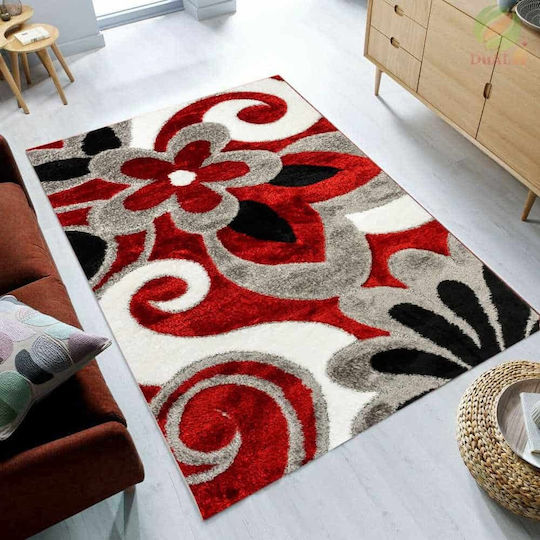 Rug Rectangular Silk Red-grey